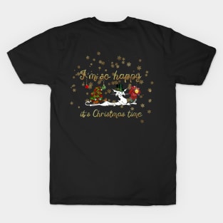 Funny cat I'm so happy, it's christmas time T-Shirt